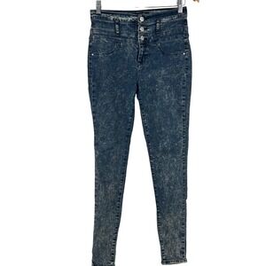 Refuge Women's Size‎ 6 Blue Acid Wash Hi-Waist Super Skinny Jeans Denim